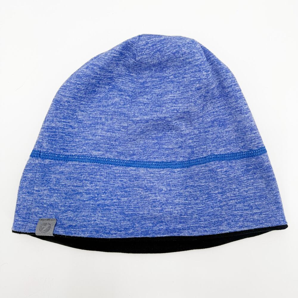 Oiselle Plya Lux Beanie Hat Run Stretch Heather Blue Black Running Athletic
